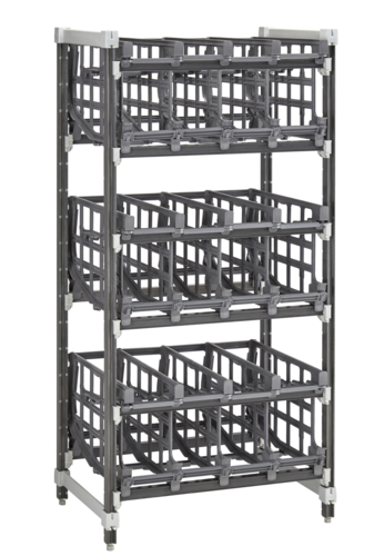 Cambro EXA243672C96480 24" W x 36" L x 72" H Speckled Gray Camshelving Elements XTRA Ultimate #10 Can Rack Stationary Add-On Unit