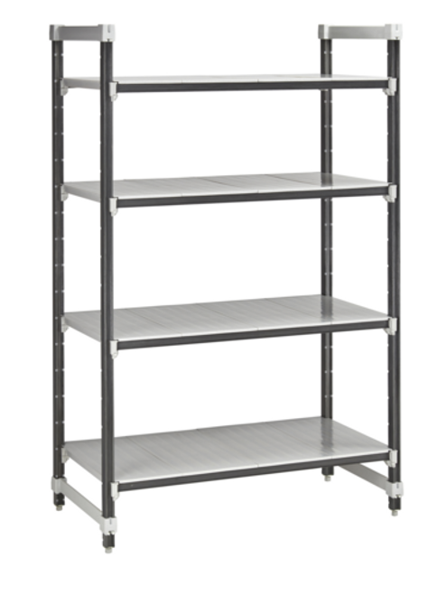 Cambro EXU216084S4480 21" W x 60" L x 84" H Speckled Gray 4 Solid Polypropylene Shelves Camshelving Elements XTRA Stationary Starter Unit