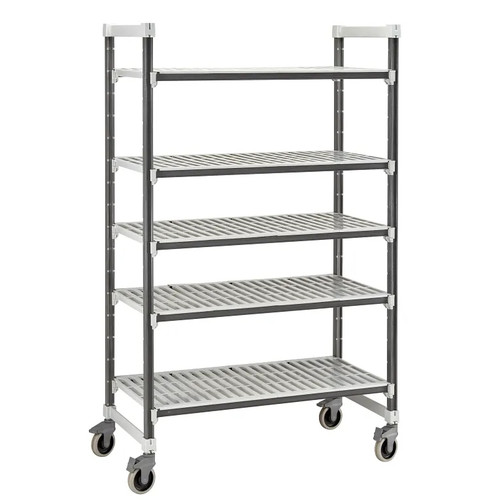 Cambro EXMU184278V5480 42" W Gray Polypropylene 5 Shelves Camshelving Elements XTRA Mobile Unit