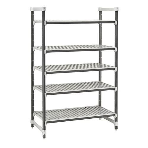 Cambro EXU244884V5480 24" W x 48" L x 84" H Speckled Gray 5 Vented Reinforced Polypropylene Shelf Plates Camshelving Elements XTRA Stationary Starter Unit