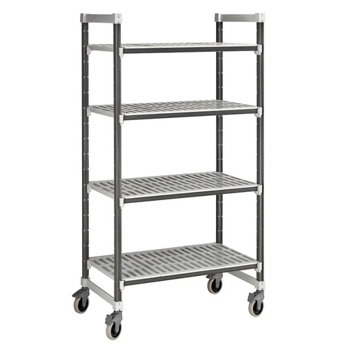 Cambro EXMU183678V4480 36" W Gray Polypropylene 4 Shelves Camshelving Elements XTRA Mobile Unit