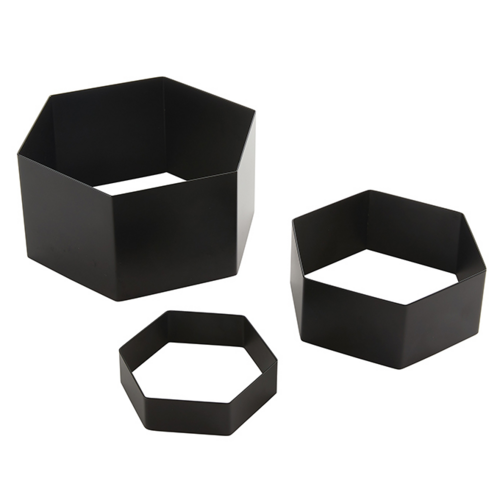 American Metalcraft RHB3 Black Hexagon Riser Set