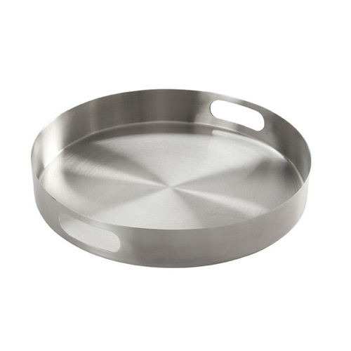American Metalcraft STS14 14.63" Dia. Black Stainless Steel Round Serving Tray