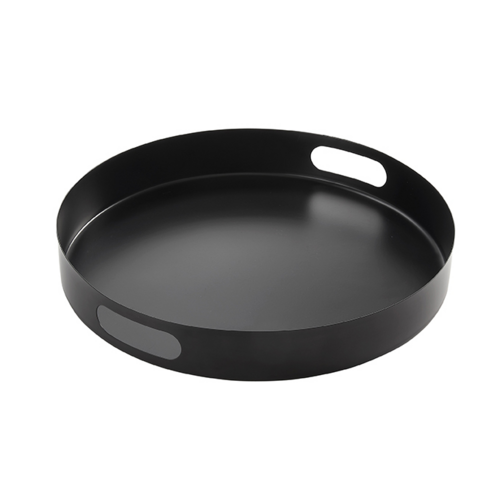 American Metalcraft STB14 14.63" Dia. Black Stainless Steel Round Serving Tray