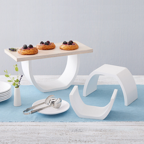 American Metalcraft MWRW3 White Wood Arched Hampton Collection Riser