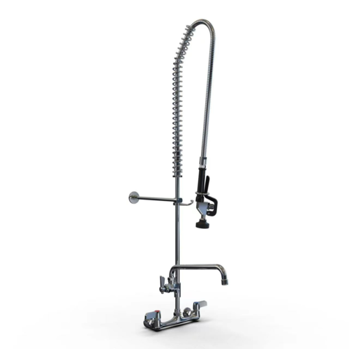 NBR Equipment P3W8S10-PU 8" Centers Stainless Steel Wall Mount Pre-Rinse Faucet Assembly