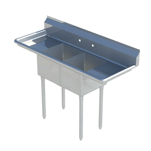 Sapphire Manufacturing SMS-2-1824-D24 84" W x 29.5" D x 44.25" H Stainless Steel 18 Gauge 2-Compartment Sink