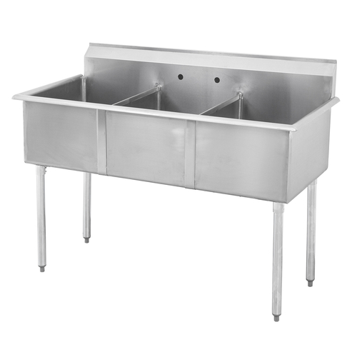 Sapphire Manufacturing SMSQ2421-3 75" W x 24.5" D x 43" H Stainless Steel 18 Gauge Three Compartment Budget Sink