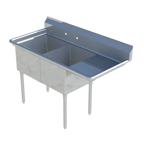 Sapphire Manufacturing SMS-2-1824-R24 62.5" W x 29.5" D x 44.25" H Stainless Steel 18 Gauge 2-Compartment Sink