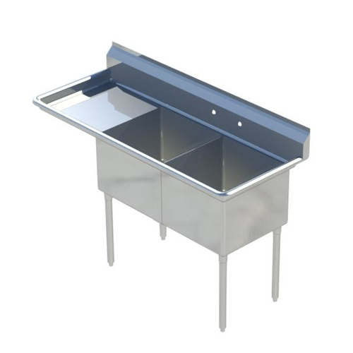 Sapphire Manufacturing SMS-2-2424L 74.5" W x 29.5" D x 44.25" H Stainless Steel 18 Gauge 2-Compartment Sink