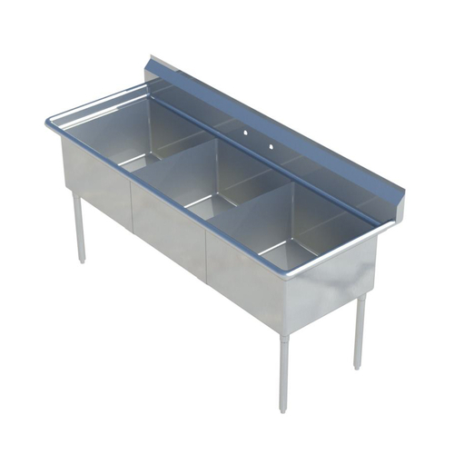 Sapphire Manufacturing SMS1821-3 59" W x 26.5" D x 44.25" H Stainless Steel 18 Gauge 3-Compartment Sink