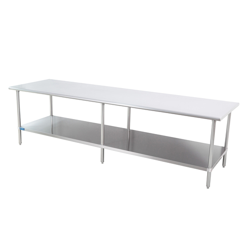 Sapphire Manufacturing SMT-30108G 30" D x 108" W Stainless Steel 18 Gauge Work Table with Undershelf