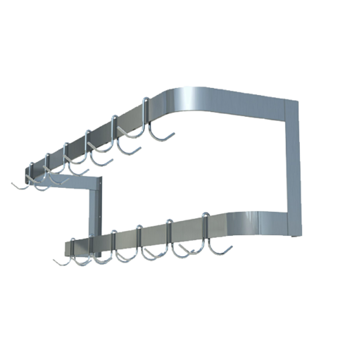 Sapphire Manufacturing SM-WR72 72" W x 12" H x 12" D Stainless Steel Wall Mounted Pot Rack