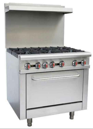 Sapphire Manufacturing SE-RA36-NG 36" W Stainless Steel Front Natural Gas Sapphire Restaurant Range - 211,000 BTU