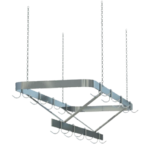 Sapphire Manufacturing SM-CR72 72" W Stainless Steel Triple Flat Bar Double Hook Ceiling Hung Pot Rack