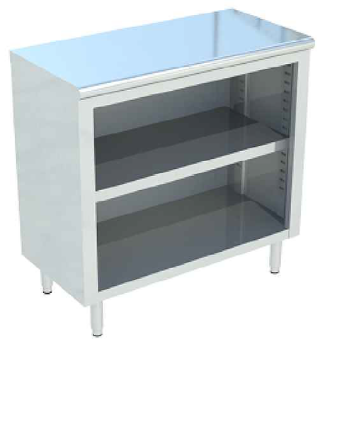 Sapphire Manufacturing SMDC-1860 60" W x 18" D Stainless Steel Open Front Enclosed Base Dish Cabinet