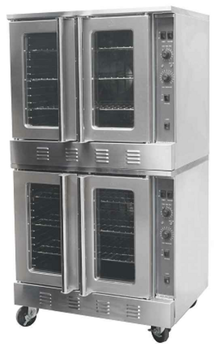 Sapphire Manufacturing SE-CO2D-NG 38" W Stainless Steel Front Natural Gas Double-Deck Sapphire Convection Oven - 108,000 BTU