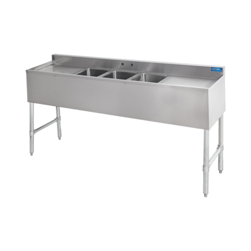 Sapphire Manufacturing SMBS-3D 60" W x 18.75" D Stainless Steel 3-Compartment Underbar Sink