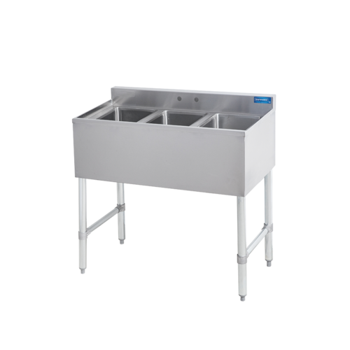 Sapphire Manufacturing SMBS-3 38" W x 18.75" D Stainless Steel 3-Compartment Underbar Sink