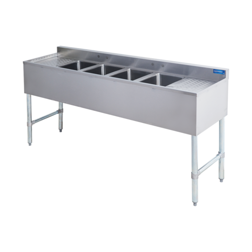 Sapphire Manufacturing SMBS-4D 72" W x 18.75" D Stainless Steel 4-Compartment Underbar Sink