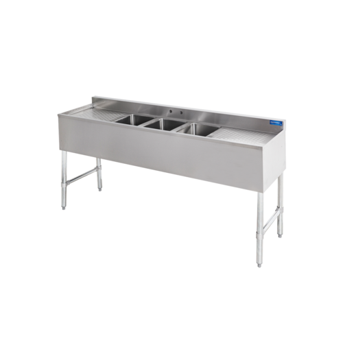 Sapphire Manufacturing SMBS-3D18 72" W x 18.75" D Stainless Steel 3-Compartment Underbar Sink