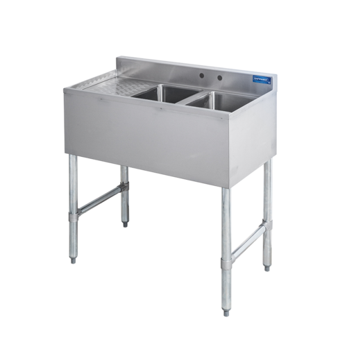 Sapphire Manufacturing SMBS-2L 36" W x 18.75" D Stainless Steel 2-Compartment Underbar Sink