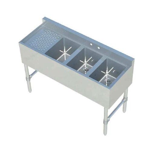 Sapphire Manufacturing SMBS-3L 48" W x 18.75" D Stainless Steel 3-Compartment Underbar Sink