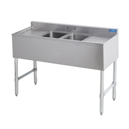 Sapphire Manufacturing SMBS-2D 48" W x 18.75" D Stainless Steel 2-Compartment Underbar Sink