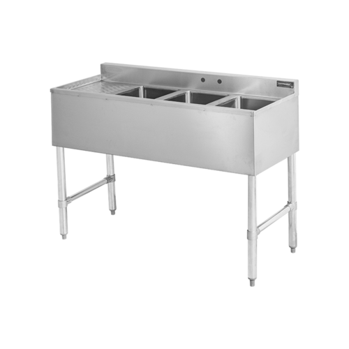 Sapphire Manufacturing SMBS-3R 48" W x 18.75" D Stainless Steel 3-Compartment Underbar Sink