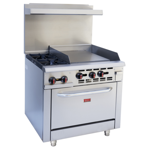 Omcan USA 46026 36" W Stainless Steel 2 Burners Natural Gas Restaurant Range - 171,000 BTU