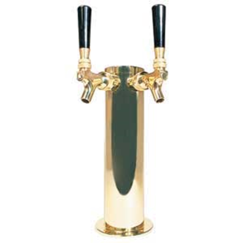 Micro Matic D4743DT-PVDKR Brass 2 Faucets Glycol Cooled Column Draft Beer Tower