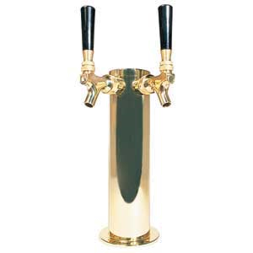 Micro Matic D4743DT-PVDKR Brass 2 Faucets Glycol Cooled Column Draft Beer Tower