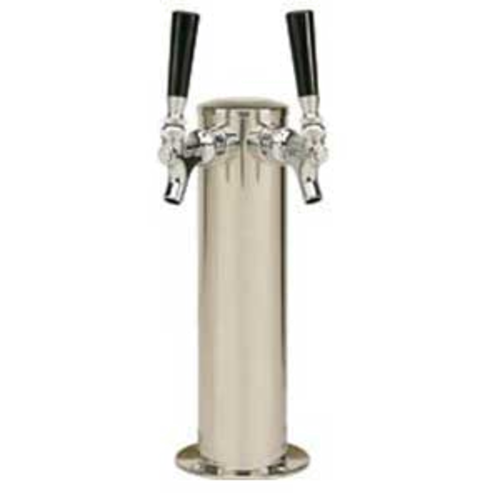 Micro Matic D4743DTKR Stainless Steel 2 Faucets Glycol Cooled Column Draft Beer Tower