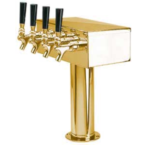 Micro Matic D7744PVDKR Brass 4 Faucets Glycol Cooled T Style Draft Beer Tower