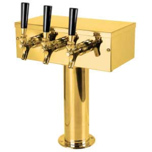 Micro Matic D7743PVDKR Stainless Steel 3 Faucets Glycol Cooled T Style Draft Beer Tower