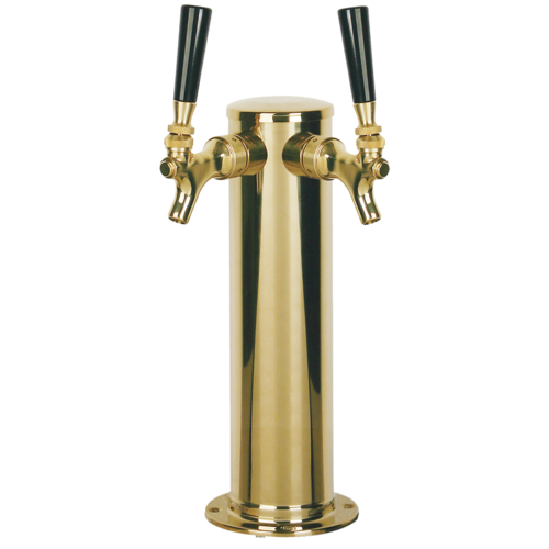 Micro Matic D4743DT-PVD Brass 2 Faucets Column Draft Beer Tower