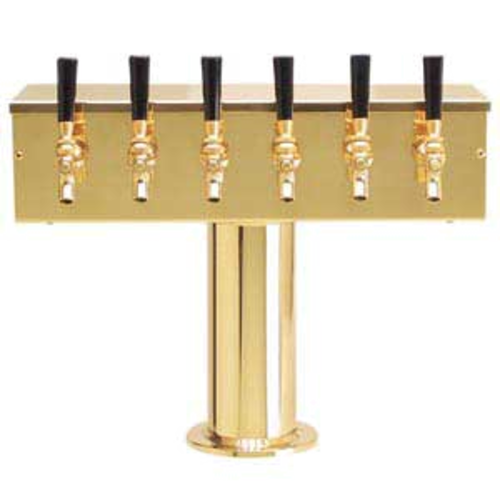 Micro Matic DS-256-PVD Brass 6 Faucets T Style Draft Beer Tower