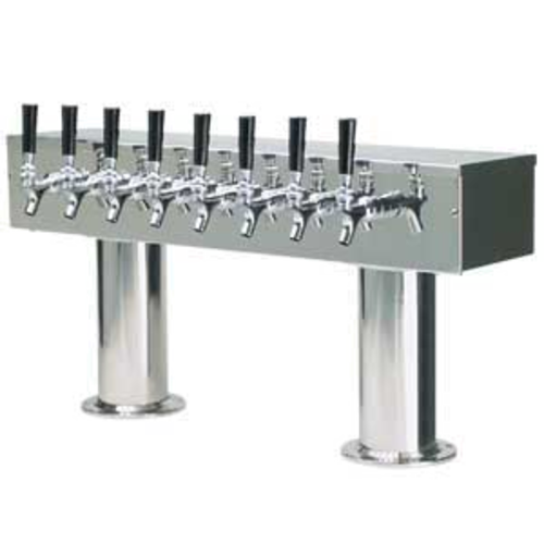Micro Matic DPT48PSS Stainless Steel 8 Chrome-Plated Brass Faucets Double Pedestal Draft Beer Tower