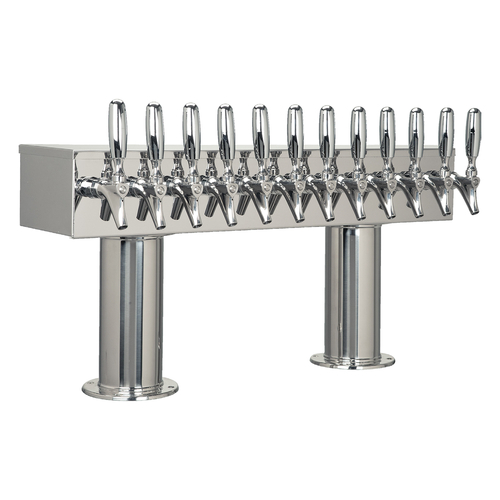Micro Matic DPT412PSSKR-3 Stainless Steel 12 Faucets Glycol Cooled Double Pedestal Draft Beer Tower