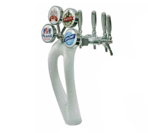 Micro Matic 9504-C-F-M Chrome 4 Faucets Glycol Cooled Ice Frosted Mystique Draft Beer Tower