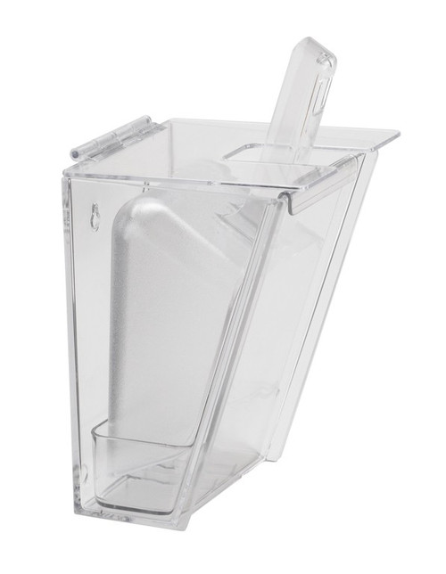 Cal-Mil 356 32 Oz. Clear Polycarbonate Wall Mount Scoop Holder with Lid