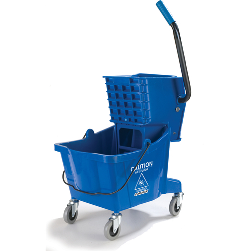 Carlisle 3690814 26 Qt. Blue Polyethylene Mop Bucket Combo with Side Press Wringer