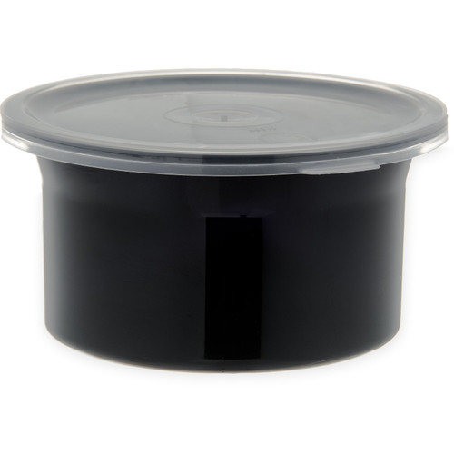 Carlisle 030003 Classic Crock 0.6 Qt. Black SAN Plastic Round with Snap-On Lid