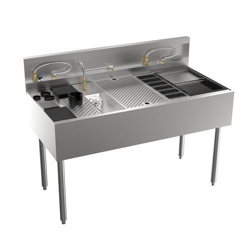 Krowne MW48-CF MoveWell 48" W Stainless Steel Adaptive Station with Coffee Collection Kit Inserts Included