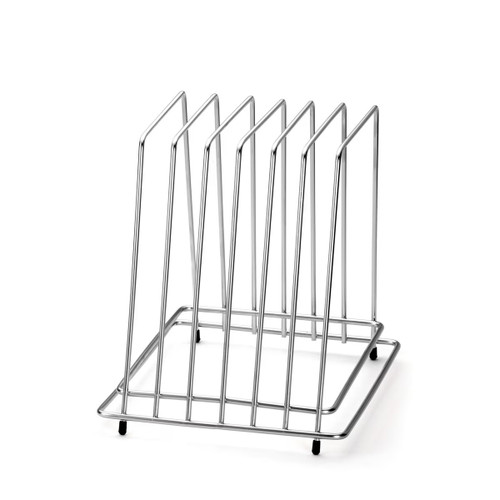 TableCraft Products CBR6 9.5" W x 11" H x 12" D Stainless Steel Black Feet Cutting Board Storage Rack