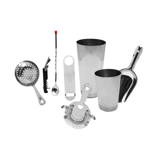 TableCraft Products BARKIT1 Stainless Steel 8 Piece Cash & Carry Essential Cocktail Kit