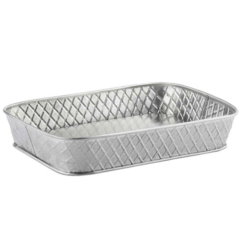 TableCraft Products 10038 9 1/2" W x 6 1/2" D x 1 1/2" H Rectangular Stainless Steel Lattice Collection Platter
