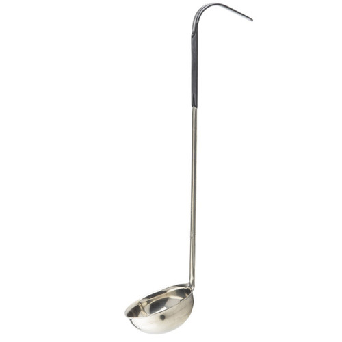 TableCraft Products 9704 14" 4 Oz. One-Piece Black Vinyl Handle Stainless Steel Ladle