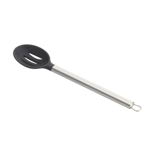 TableCraft Products CW401 13" Slotted Black Silicone Head Stainless Steel Handle Serving Spoon