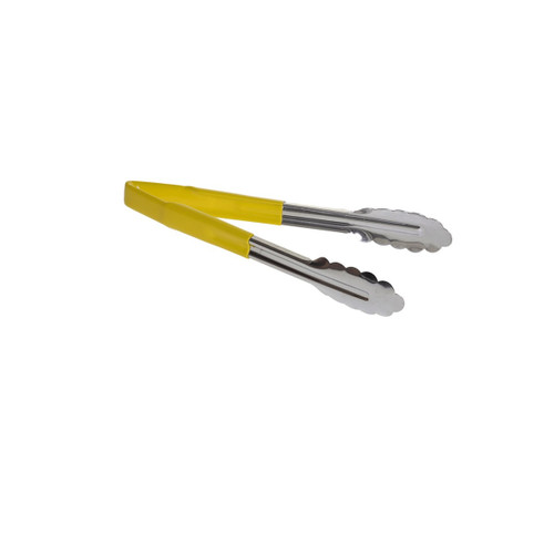 TableCraft Products 3774YEU 9 - 1/2" Spring Steel Yellow Vinyl Coated Tongs